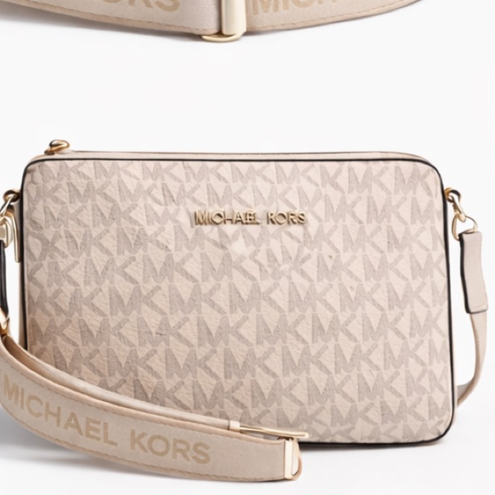 Michael Kors Beige Signature Monogram Crossbody with Branded Strap - Picture 5 of 6
